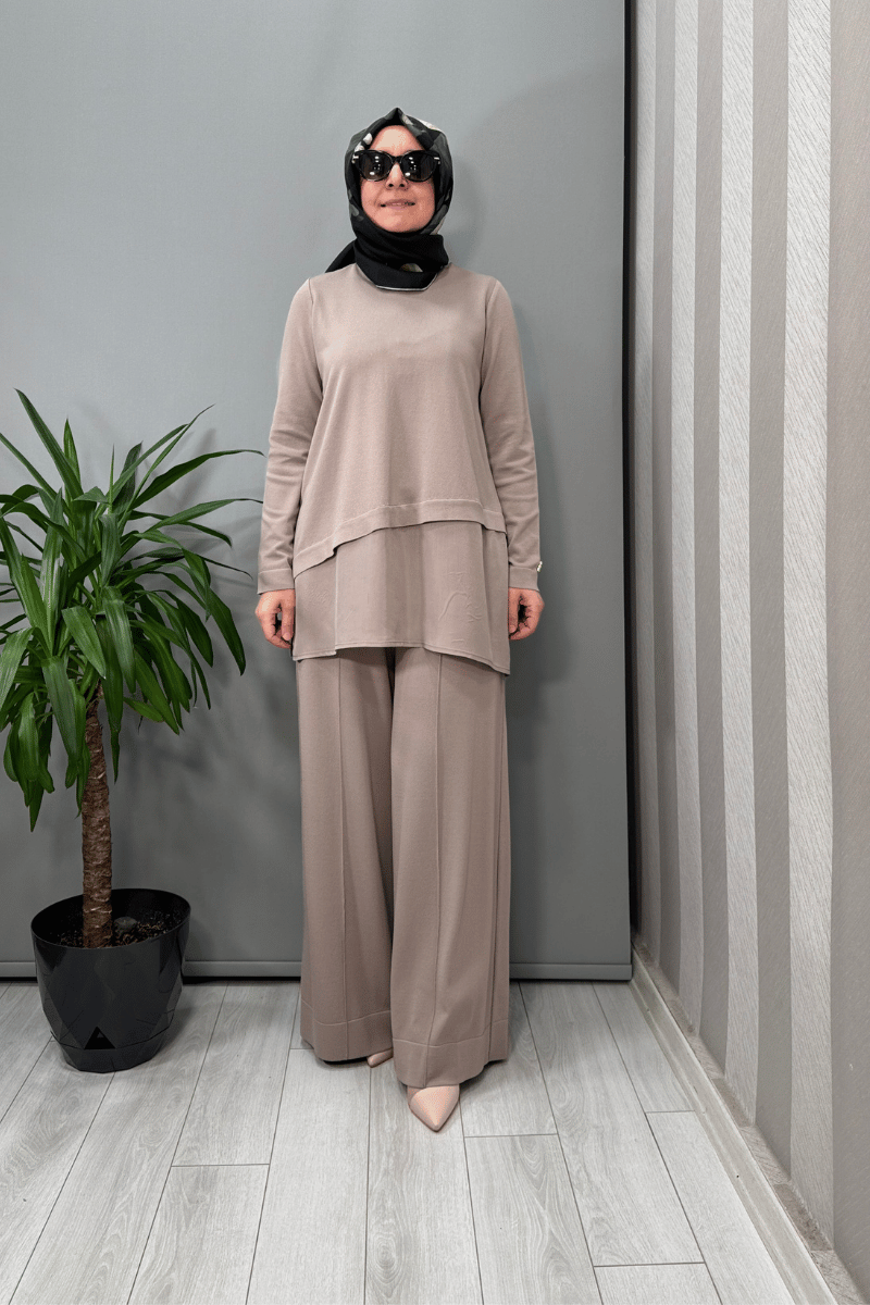Miss Dalida Etek Ucu Cupro Asimetrik Kesim Triko Tunik Mink T25Y-6009