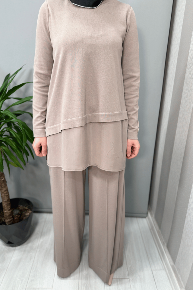 Miss Dalida Etek Ucu Cupro Asimetrik Kesim Triko Tunik Mink T25Y-6009