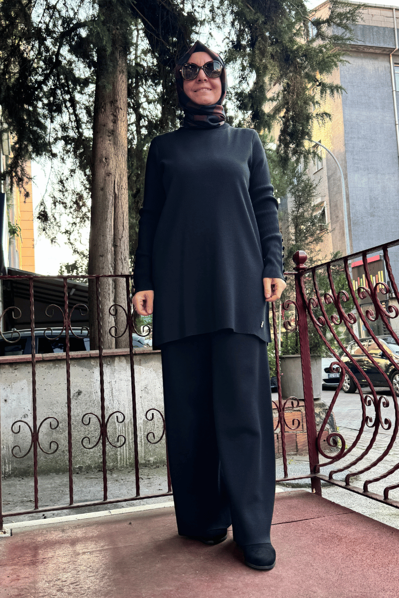 Miss Dalida Uzun Kollu Basic Triko Tunik Siyah T25K-6001