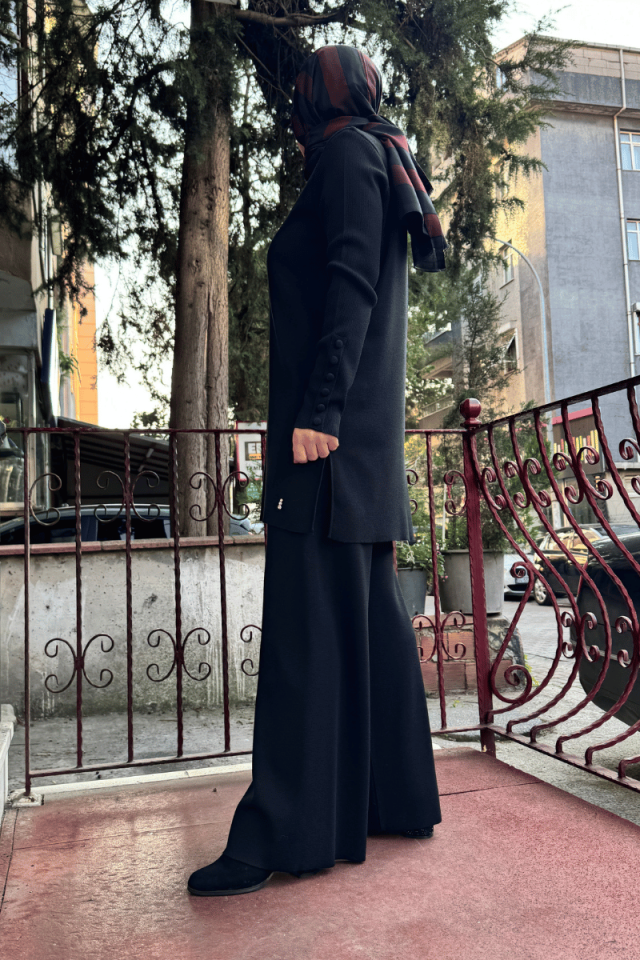 Miss Dalida Uzun Kollu Basic Triko Tunik Siyah T25K-6001