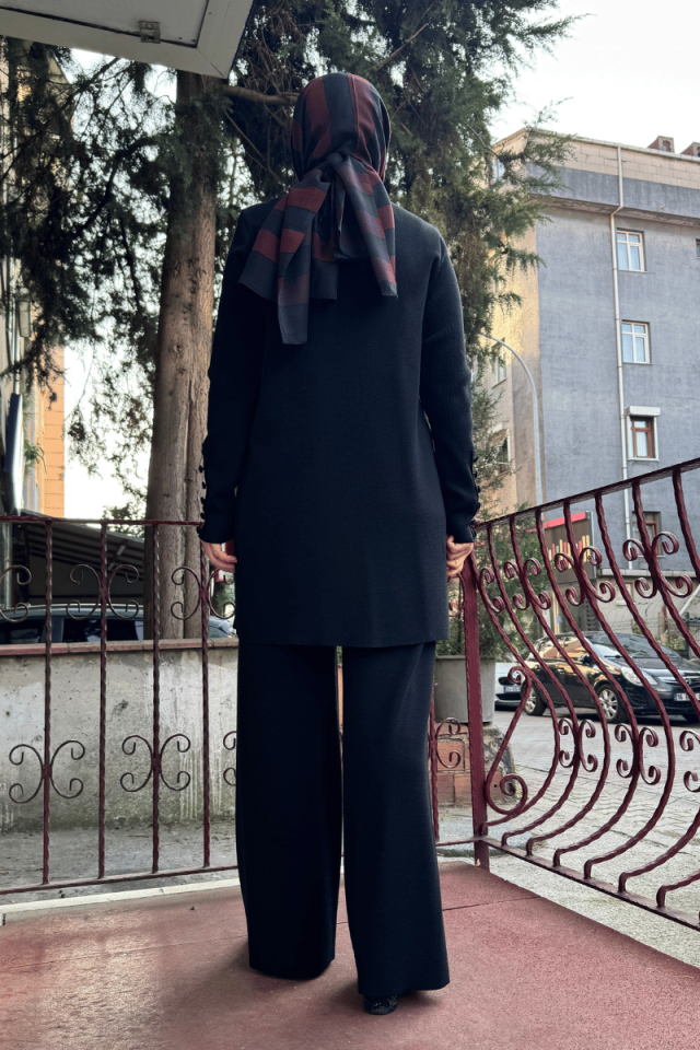 Miss Dalida Uzun Kollu Basic Triko Tunik Siyah T25K-6001