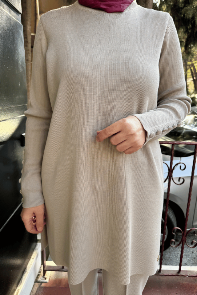 Miss Dalida Uzun Kollu Basic Triko Tunik Taş T25K-6001