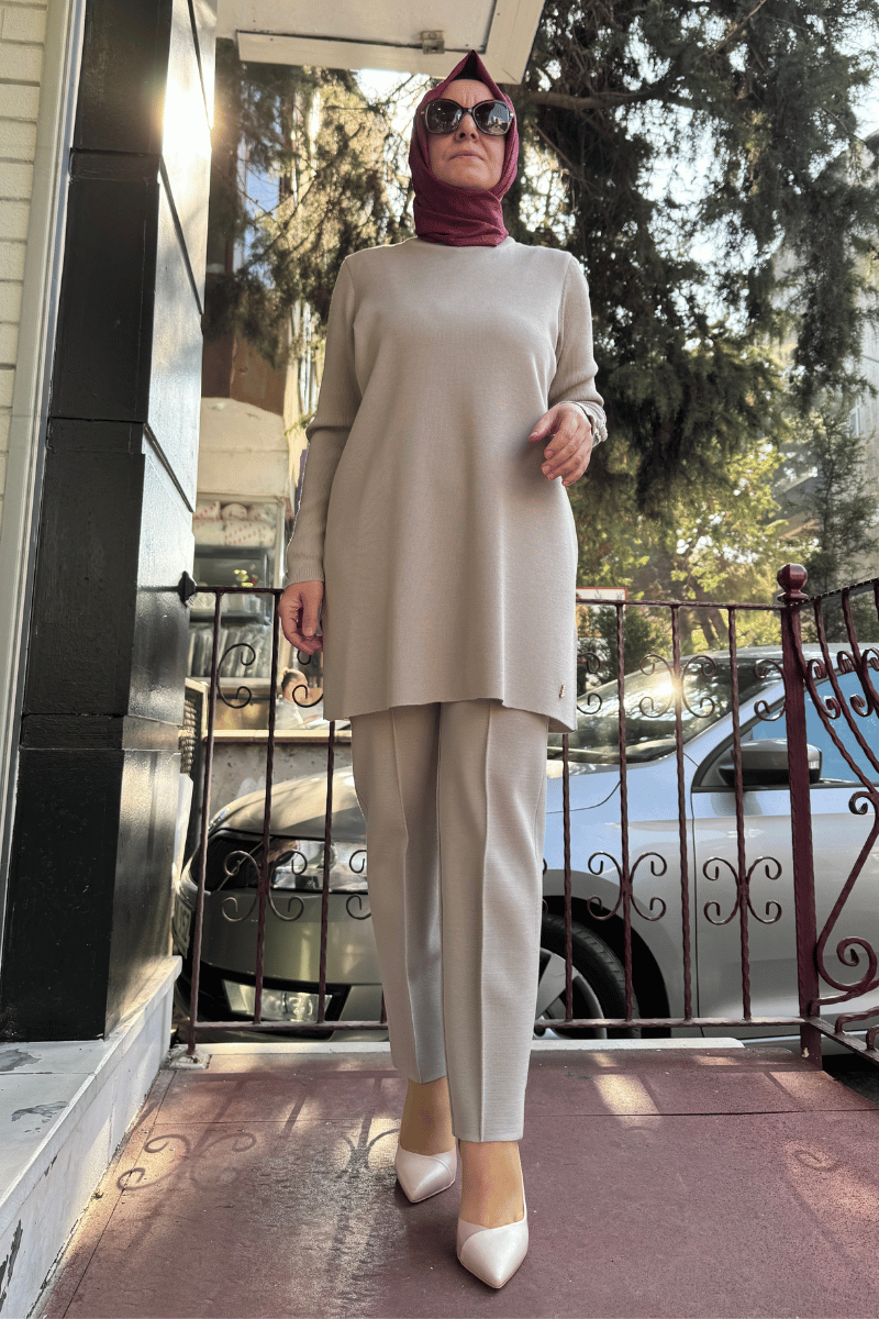 Miss Dalida Uzun Kollu Basic Triko Tunik Taş T25K-6001
