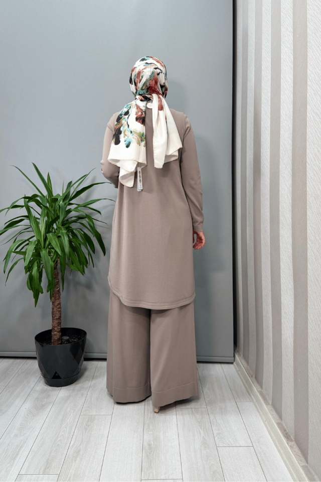 Miss Dalida Önü Düğme Detaylı Triko Tunik Mink T25Y-6012