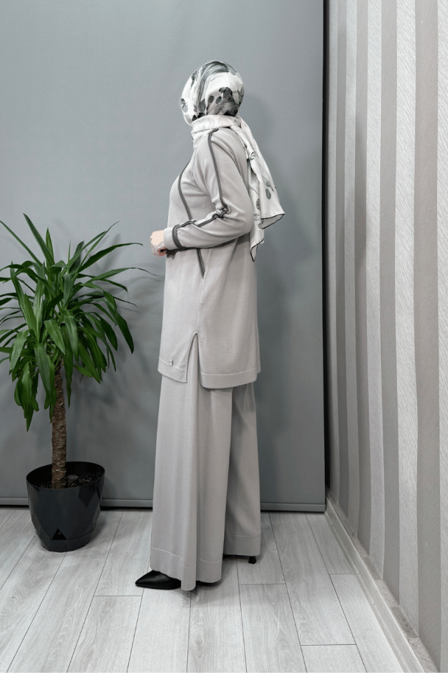 Miss Dalida Tiktak Detaylı Triko Tunik Gri T25Y-6030
