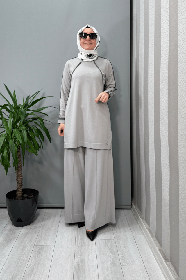 Miss Dalida Tiktak Detaylı Triko Tunik Gri T25Y-6030
