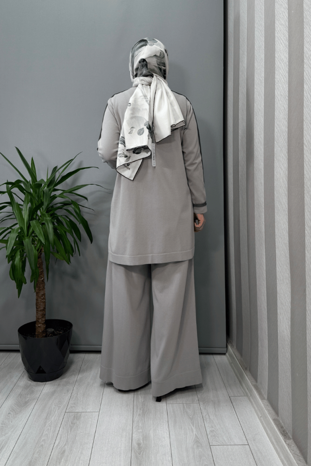 Miss Dalida Tiktak Detaylı Triko Tunik Gri T25Y-6030