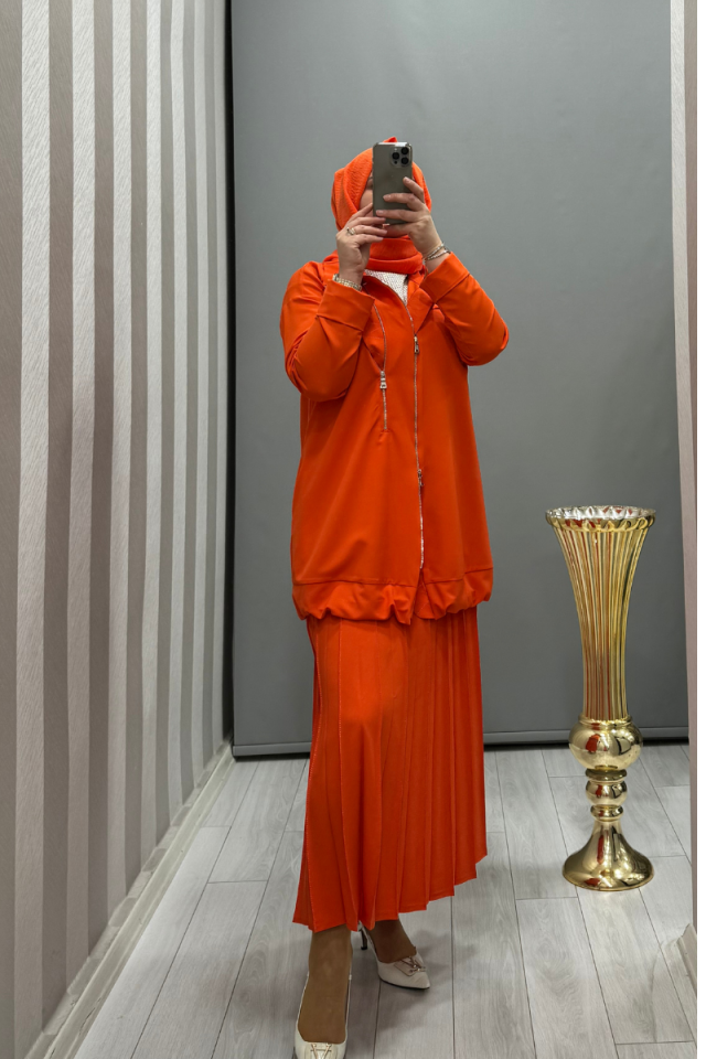Misswhence Fermuar Detaylı Ceket Oranj 35312