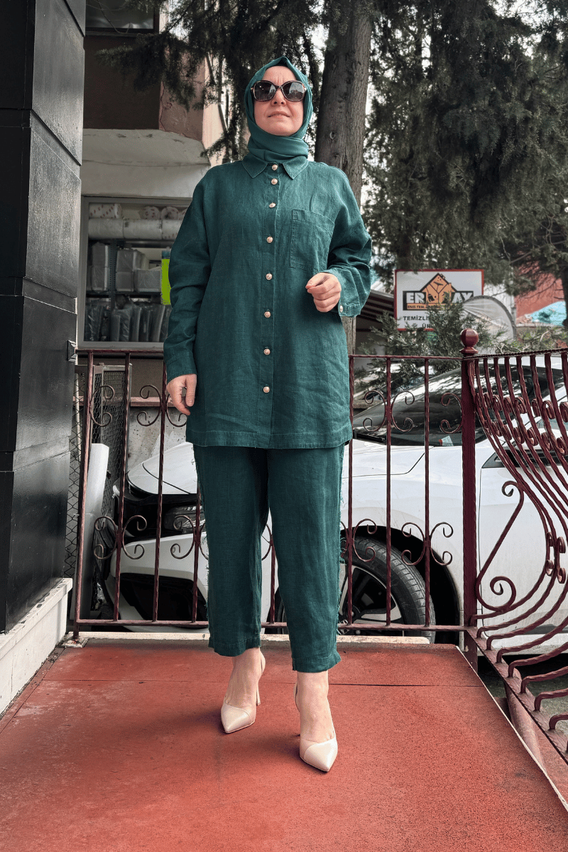 Ghisa Keten Takım Yeşil 25YGSTKM4874