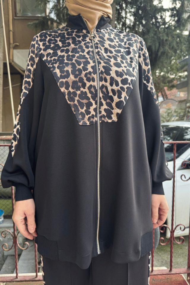 Ghisa Leopar Detaylı Takım Siyah 25YGSTKM4860