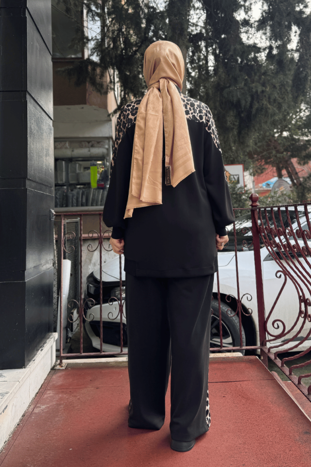 Ghisa Leopar Detaylı Takım Siyah 25YGSTKM4860
