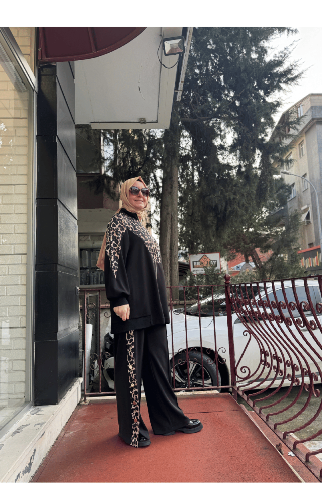 Ghisa Leopar Detaylı Takım Siyah 25YGSTKM4860