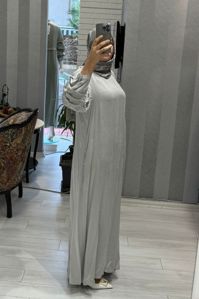 Almarwah Cupra İpek Elbise Gri 303755