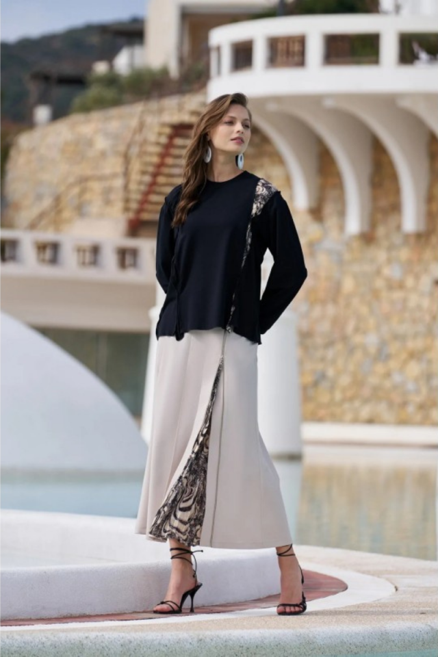 Misswhence Pleated Detailed Zippered Skirt 33904