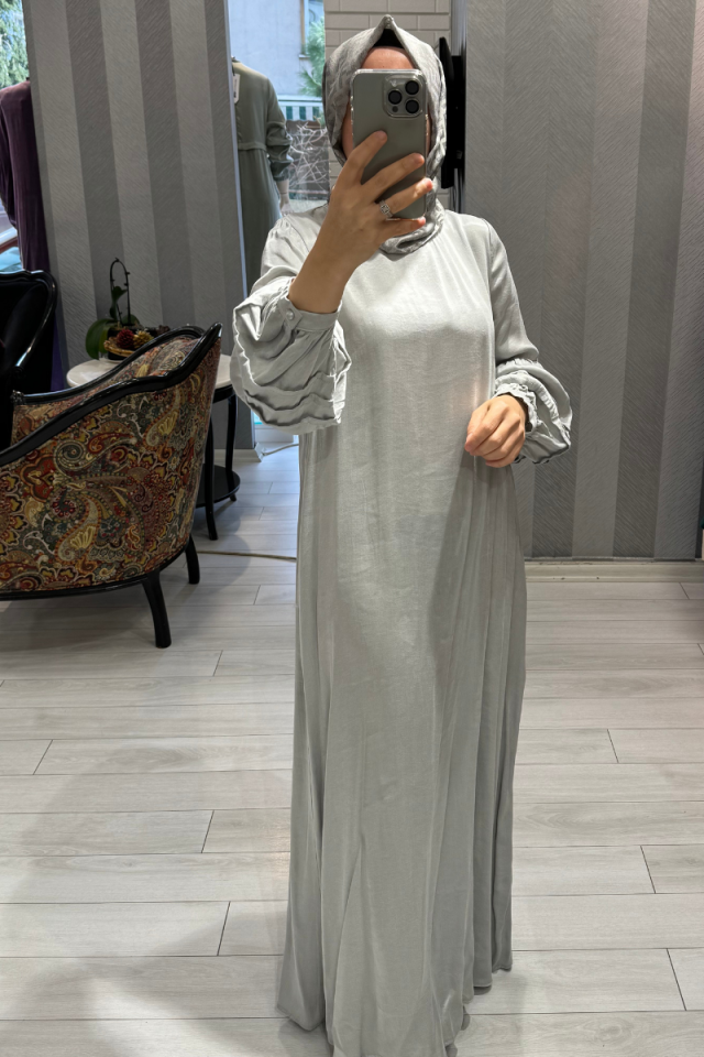 Almarwah Cupra İpek Elbise Gri 303755