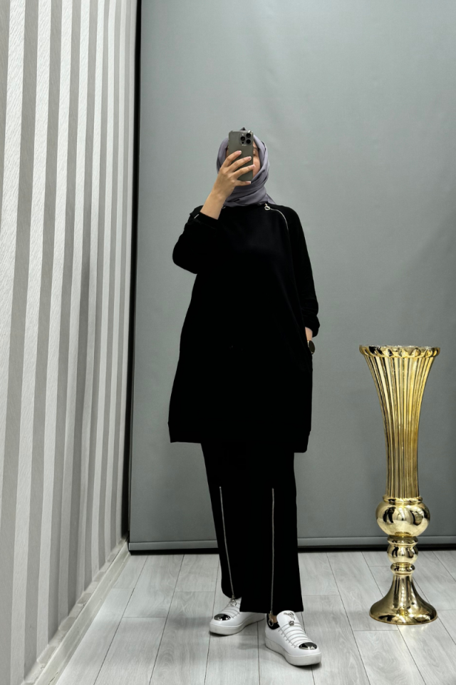 Invee Zippered Tracksuit Black 6956