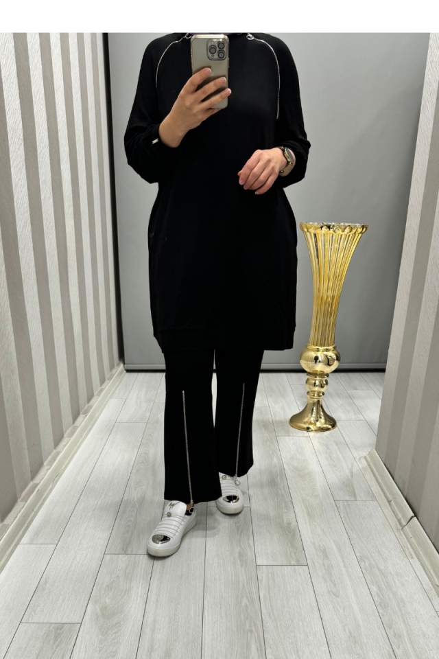 Invee Zippered Tracksuit Black 6956
