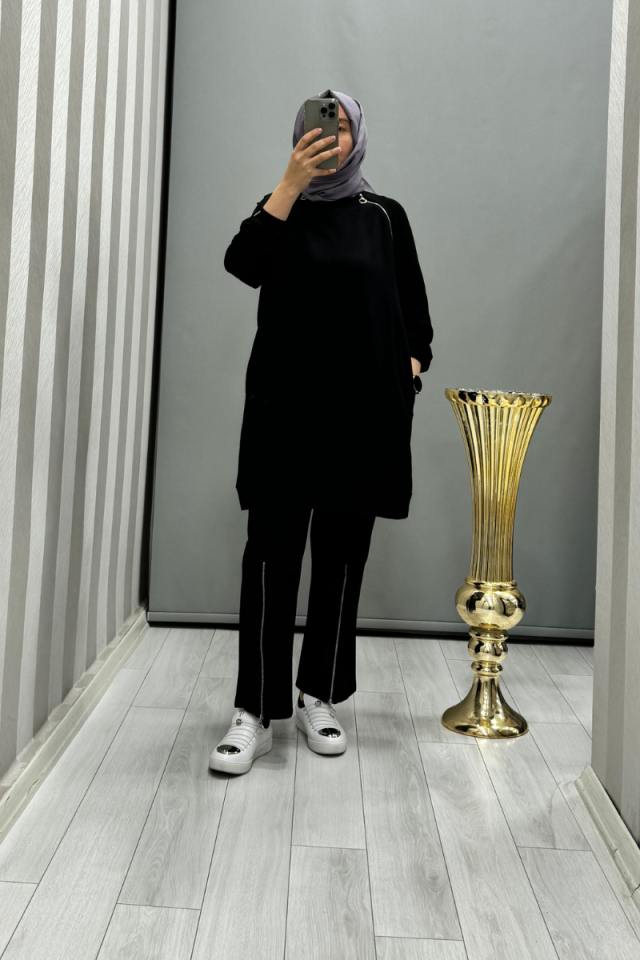 Invee Zippered Tracksuit Black 6956