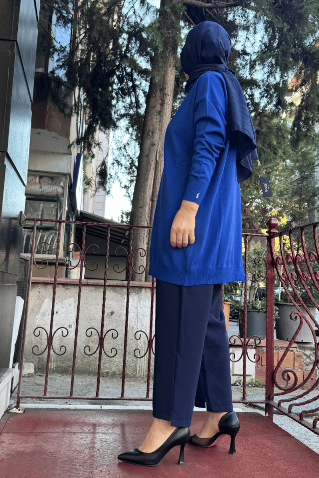İnvee Triko Tunik Saks 6986