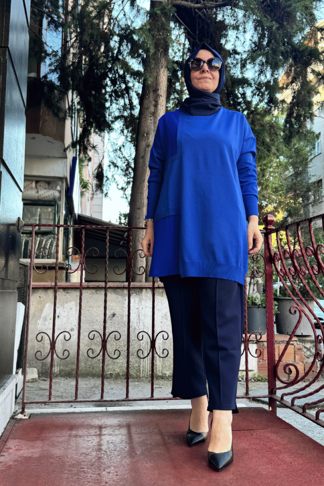 İnvee Triko Tunik Saks 6986