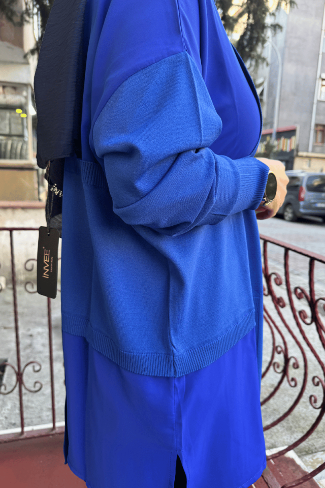 İnvee Triko Tunik Saks 6986