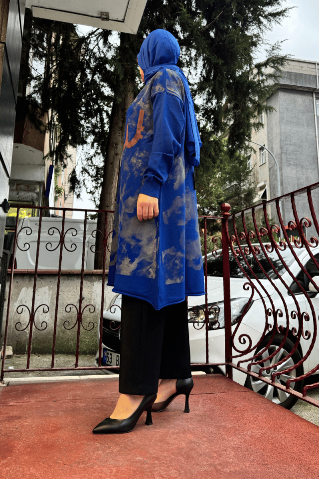 MissWhence Baskılı Triko Tunik Saks 36021